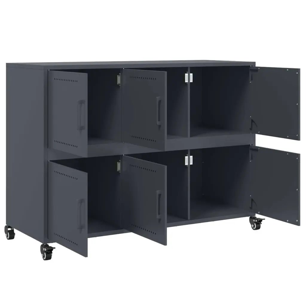 Sideboard Storage Cabinet with Wheels 100.5x39x72 cm Anthracite