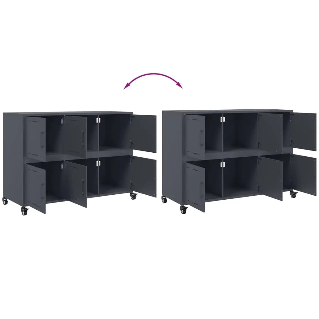 Sideboard Storage Cabinet with Wheels 100.5x39x72 cm Anthracite