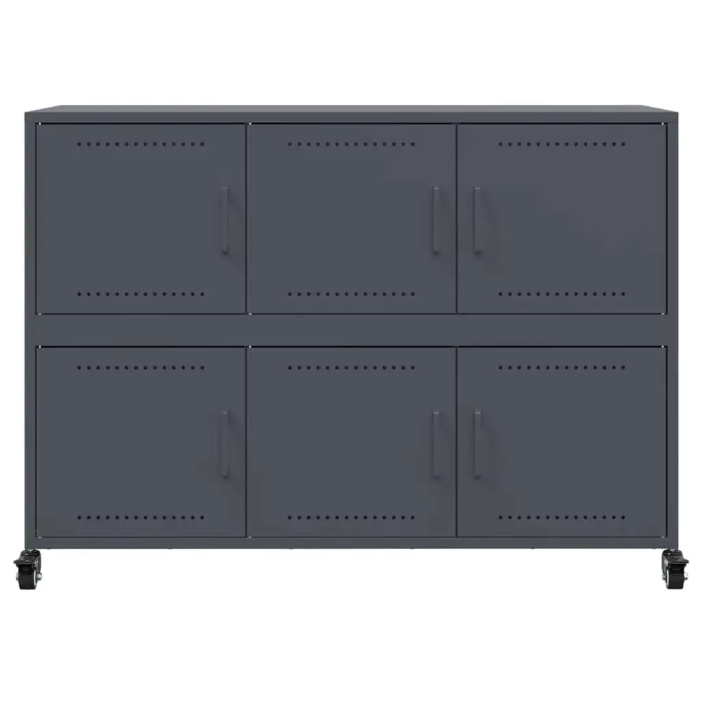 Sideboard Storage Cabinet with Wheels 100.5x39x72 cm Anthracite
