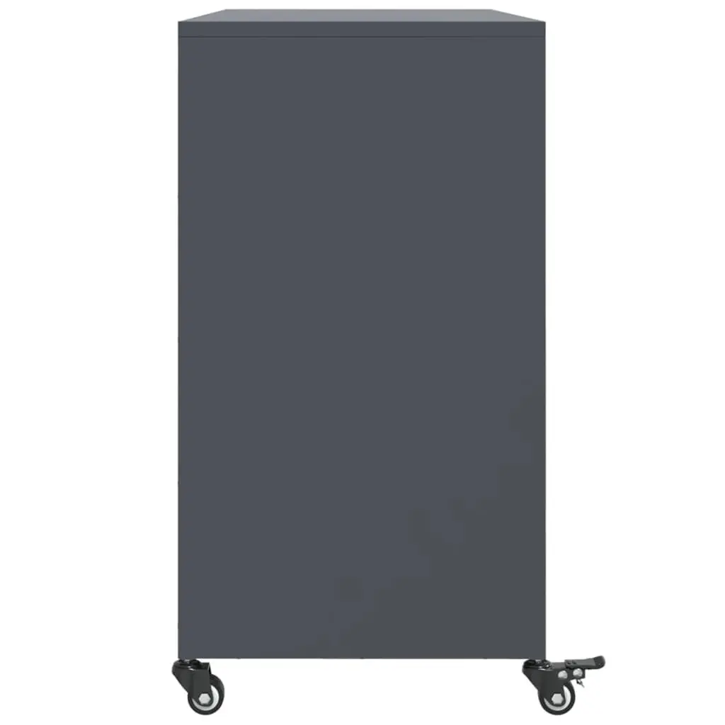 Sideboard Storage Cabinet with Wheels 100.5x39x72 cm Anthracite