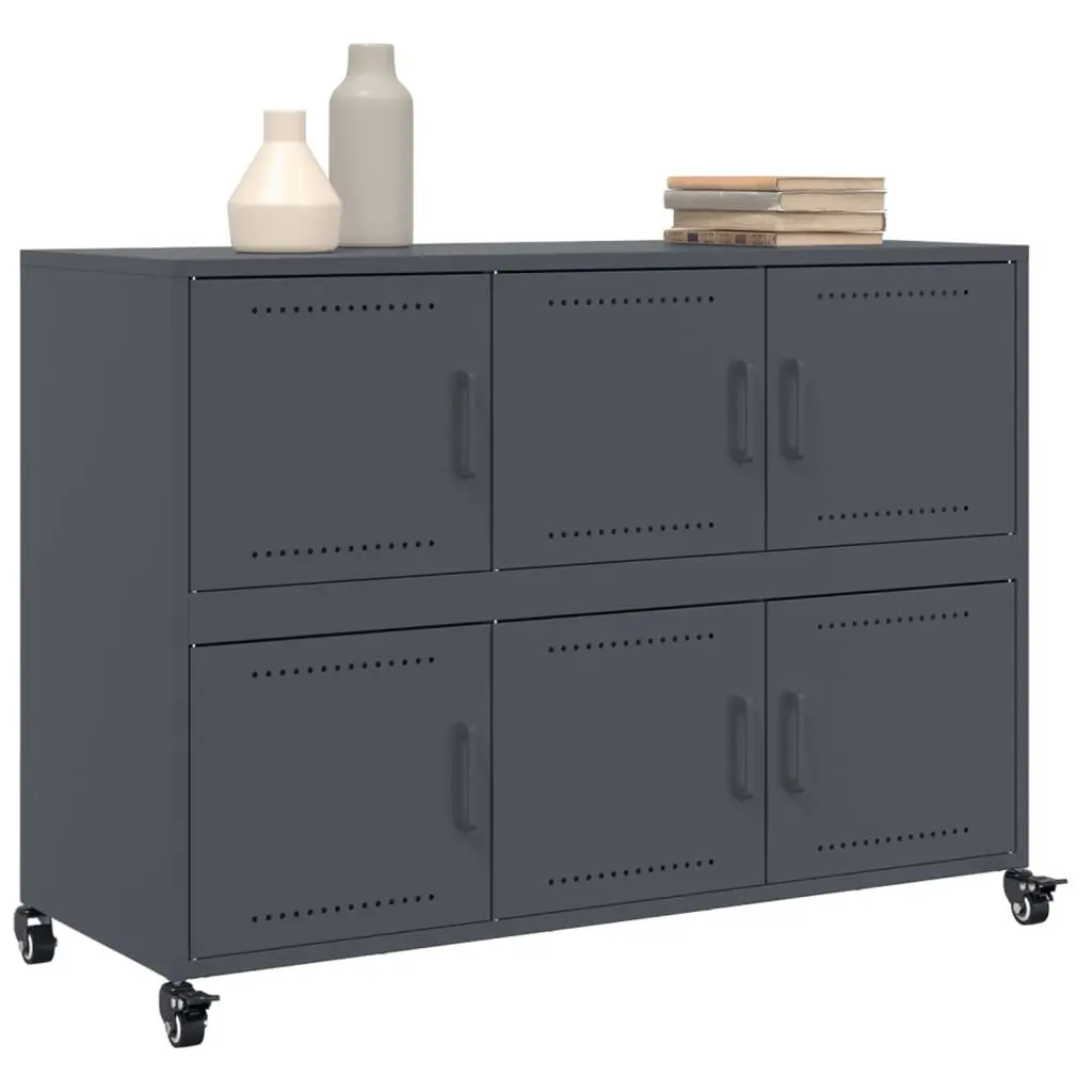 Sideboard Storage Cabinet with Wheels 100.5x39x72 cm Anthracite