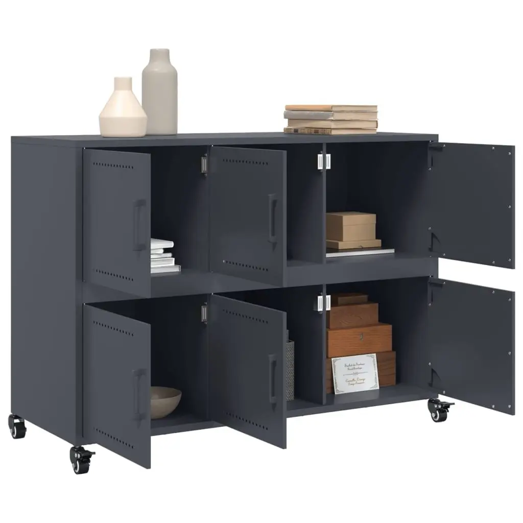Sideboard Storage Cabinet with Wheels 100.5x39x72 cm Anthracite
