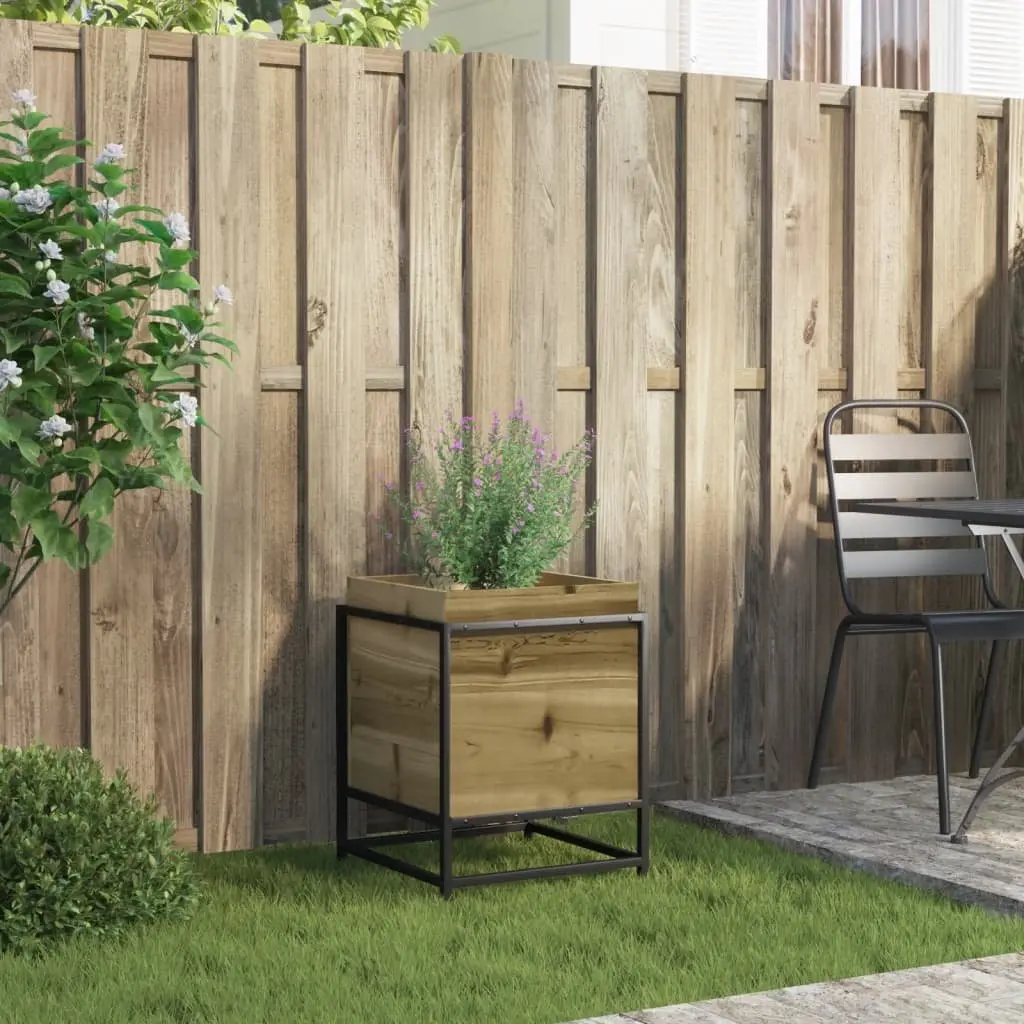 Garden Planter Box Outdoor Raised Bed 40x40x50cm Brown Impregnated Pine Wood