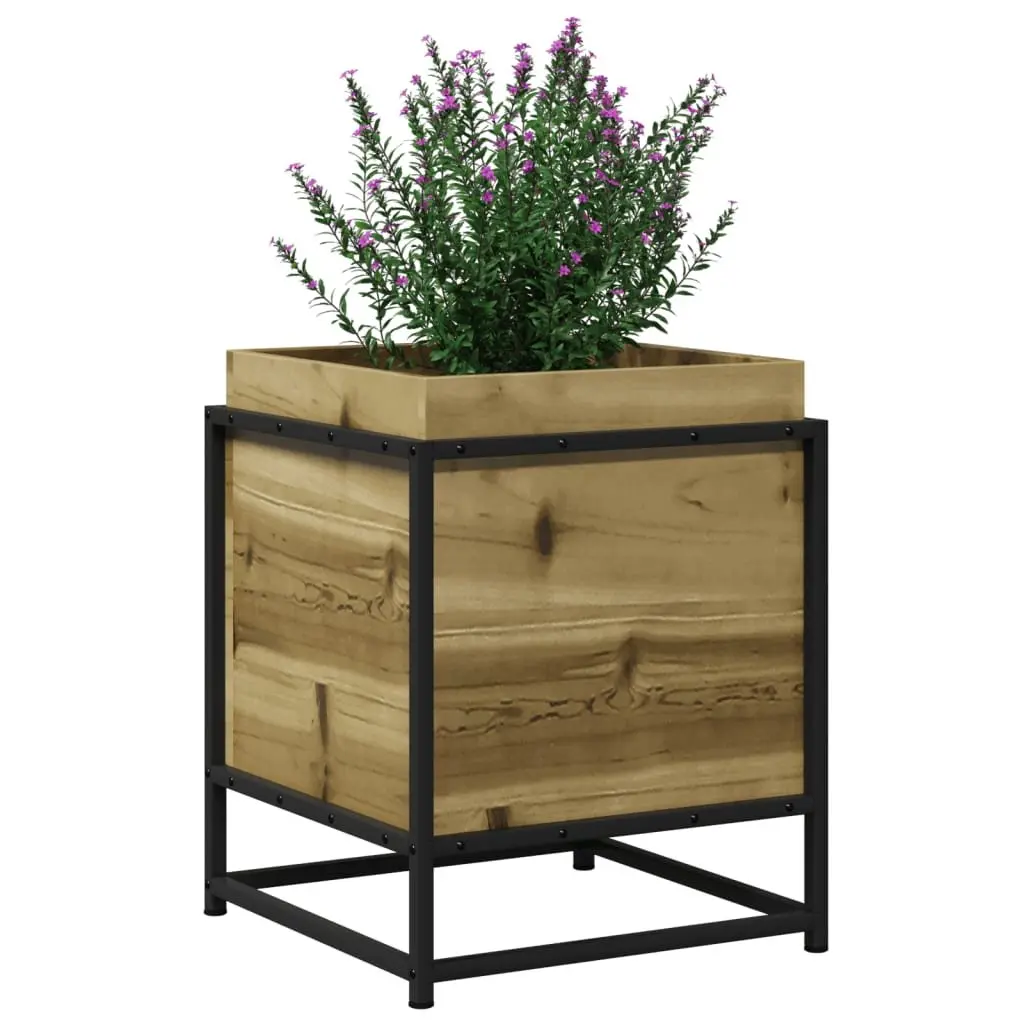 Garden Planter Box Outdoor Raised Bed 40x40x50cm Brown Impregnated Pine Wood