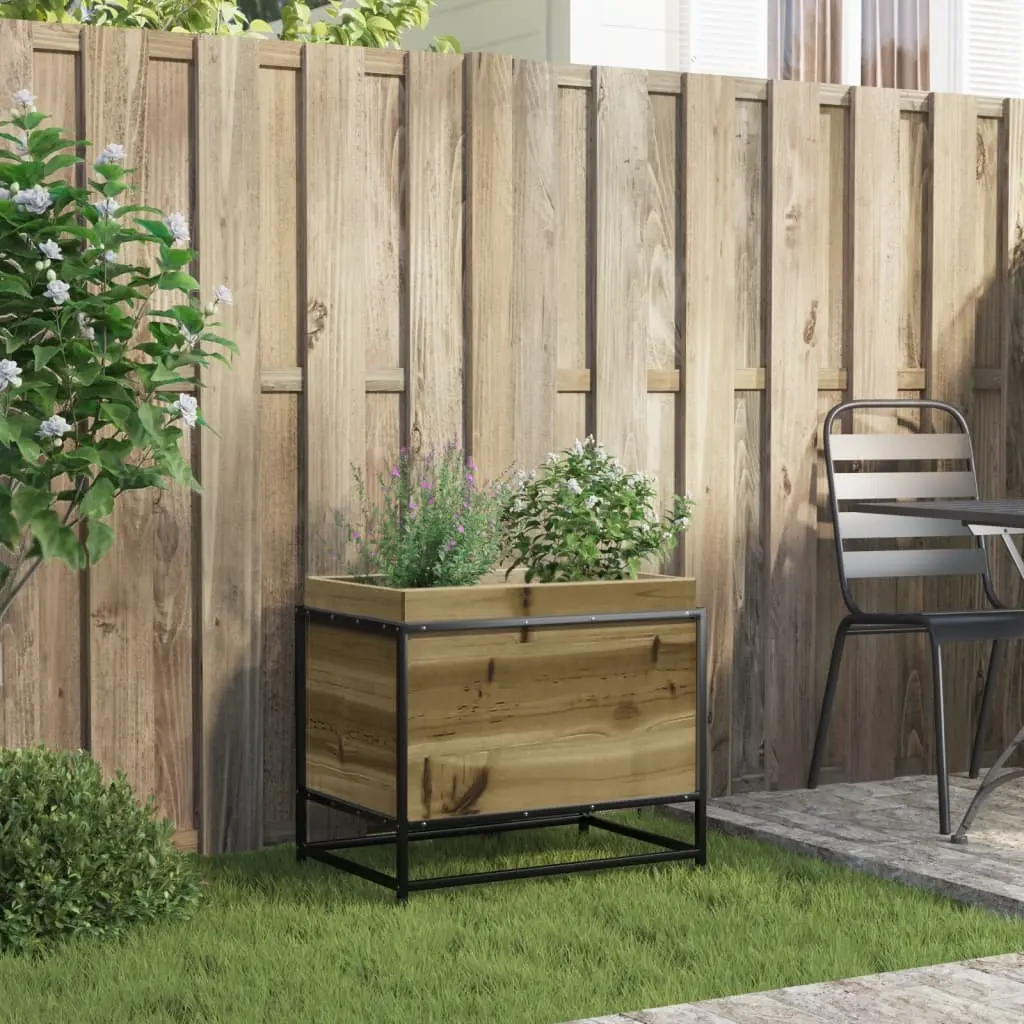 Garden Planter Box Outdoor Patio Flower Bed 60x40x50cm Brown Impregnated Pine Wood