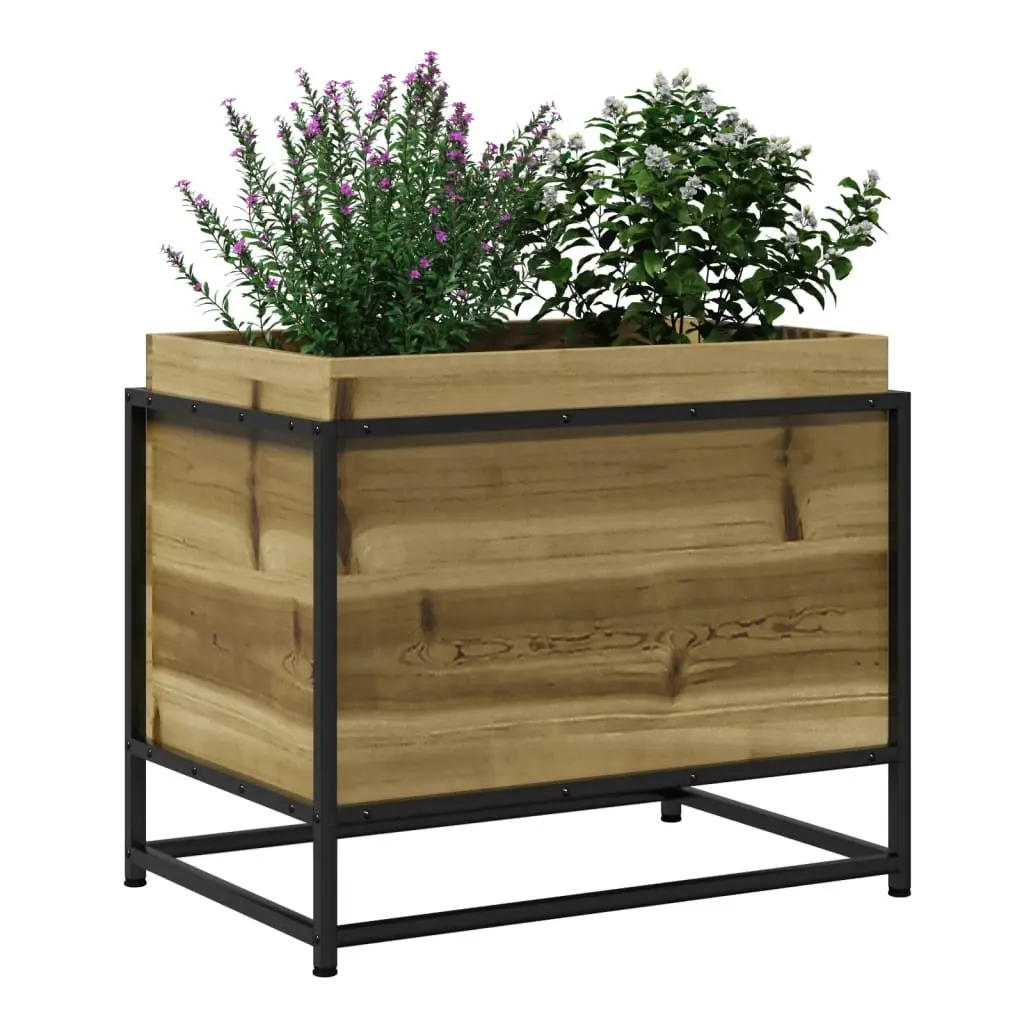 Garden Planter Box Outdoor Patio Flower Bed 60x40x50cm Brown Impregnated Pine Wood