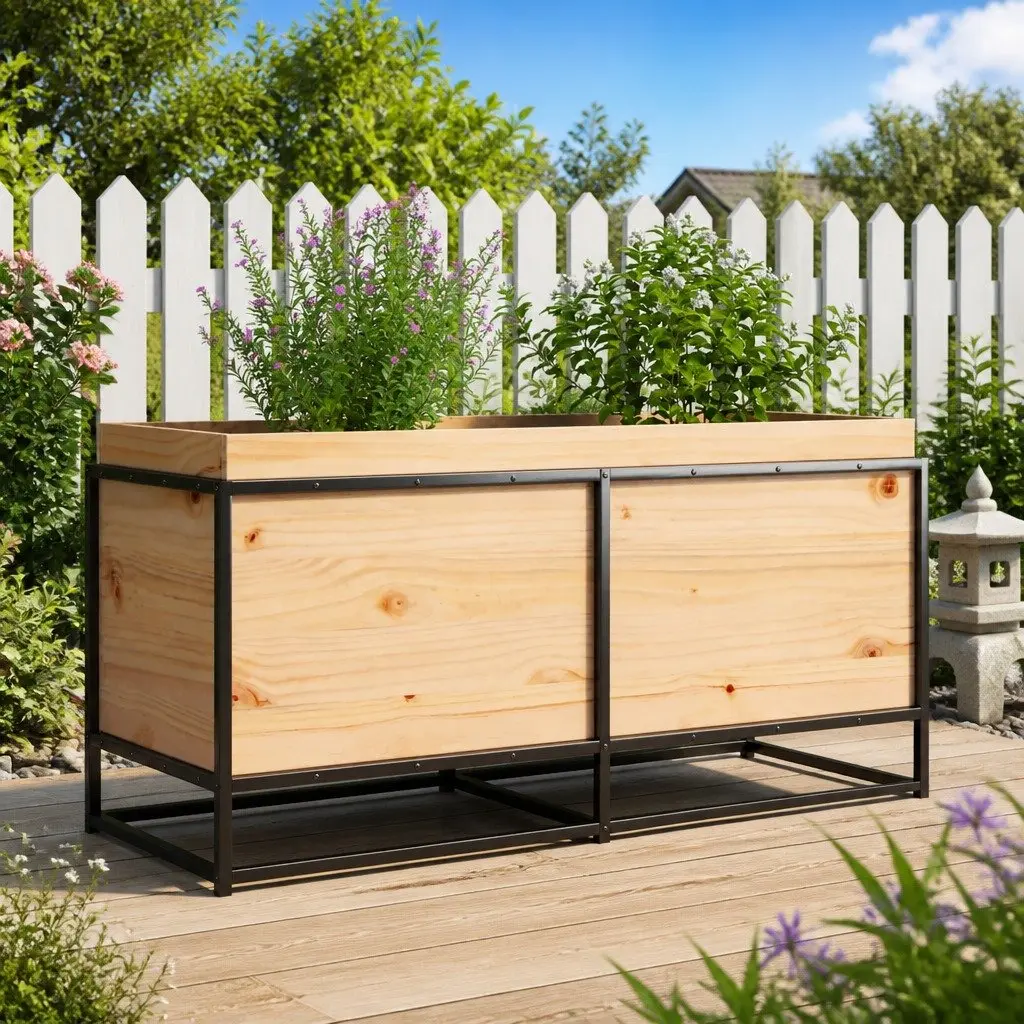 Garden Planter Box Solid Pine Wood Outdoor Patio Decoration 100 x 40 x 50 cm Brown