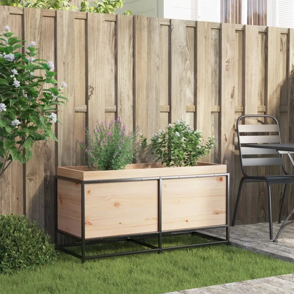 Garden Planter Box Solid Pine Wood Outdoor Patio Decoration 100 x 40 x 50 cm Brown