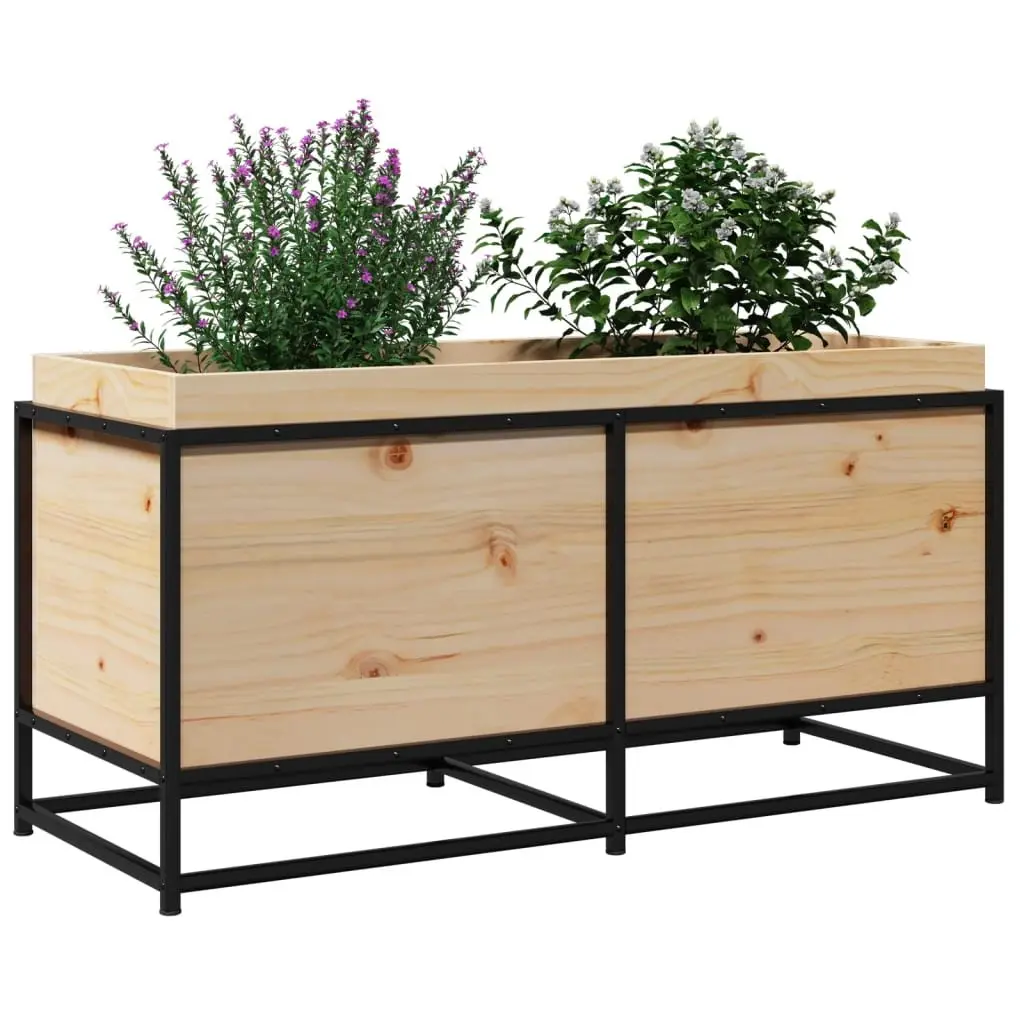 Garden Planter Box Solid Pine Wood Outdoor Patio Decoration 100 x 40 x 50 cm Brown