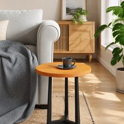 Round Wooden Table Top Brown Ø40cm Solid Pinewood Wax Furniture Coffee Side