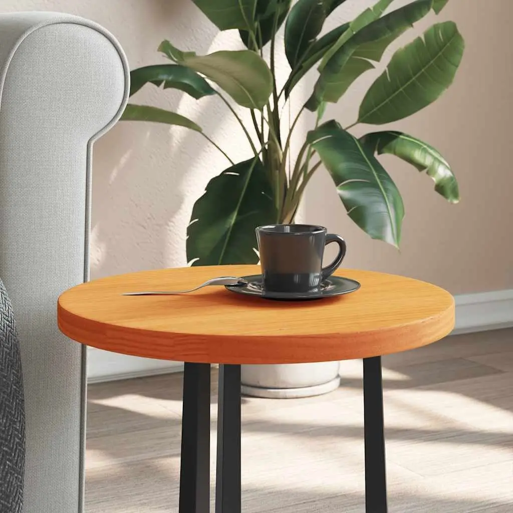 Round Wooden Table Top Brown Ø40cm Solid Pinewood Wax Furniture Coffee Side