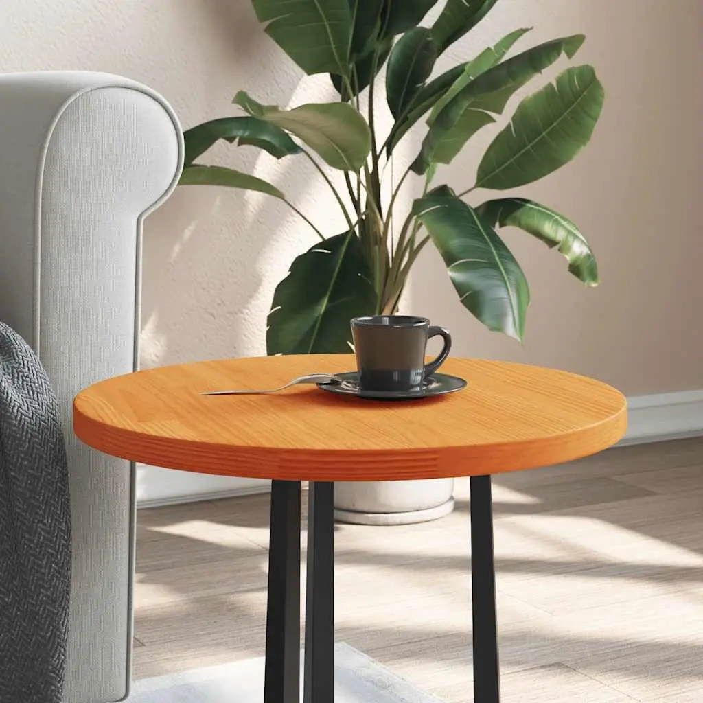 Round Table Top in Brown Solid Pine