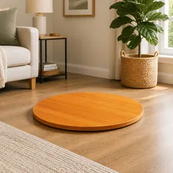 Reliable Round Wooden Table Top in Brown for Your Home