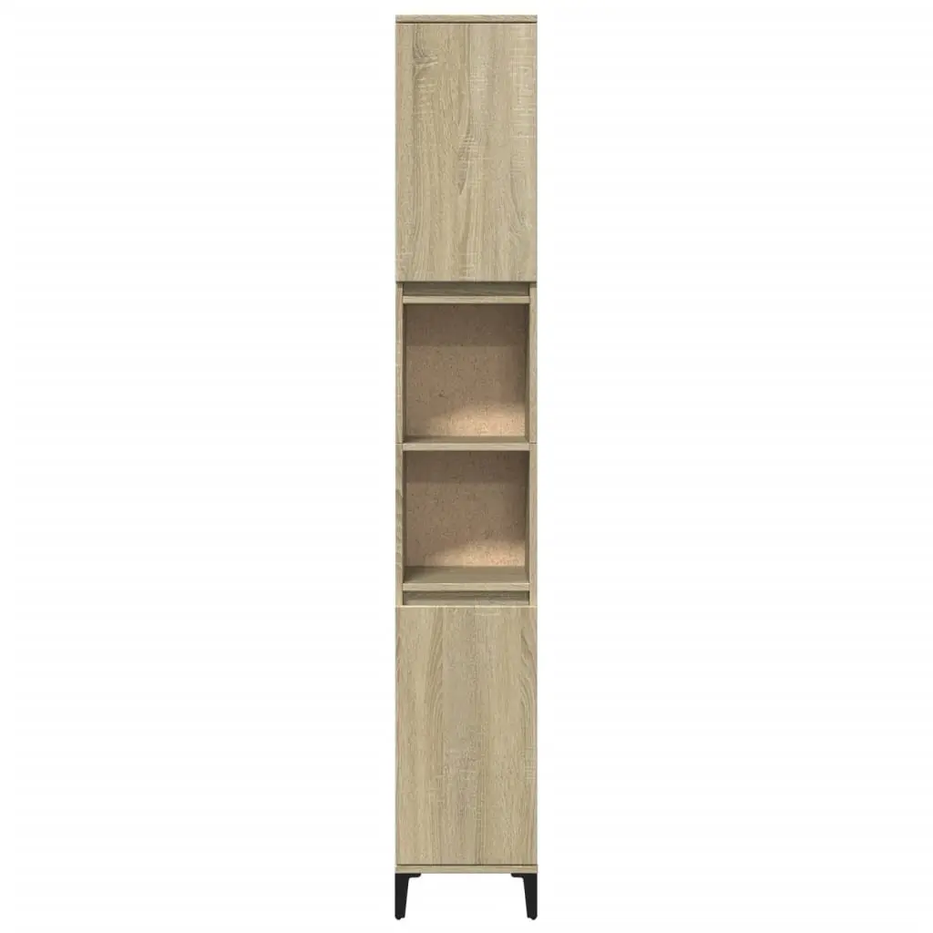 Bathroom Cabinet Storage Unit 30x30x190cm Brown Sonoma Oak with Shelves and Doors
