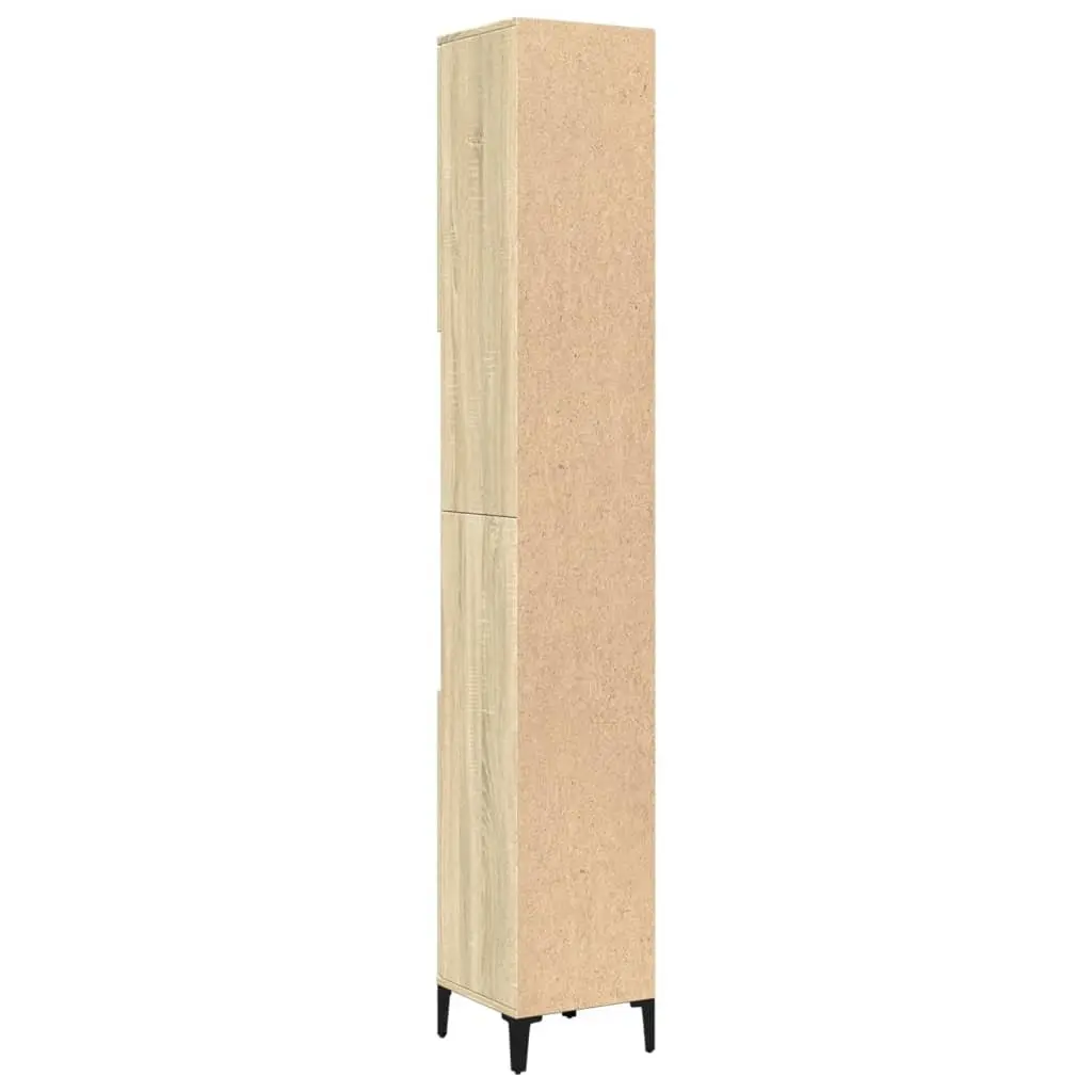 Bathroom Cabinet Storage Unit 30x30x190cm Brown Sonoma Oak with Shelves and Doors