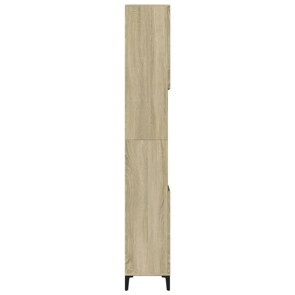 Bathroom Cabinet Storage Unit 30x30x190cm Brown Sonoma Oak with Shelves and Doors