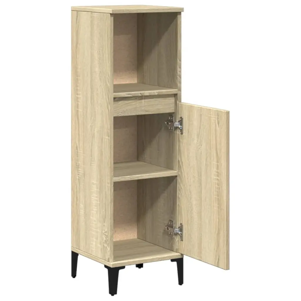 Bathroom Cabinet Storage 30x30x100cm Brown Engineered Wood