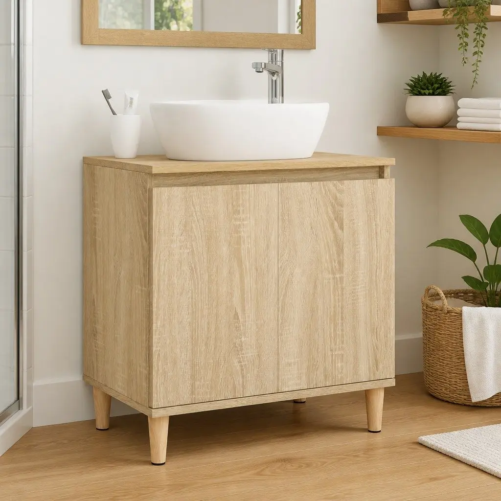 Bathroom Vanity Sink Cabinet Storage Unit 58x33x60 cm Brown