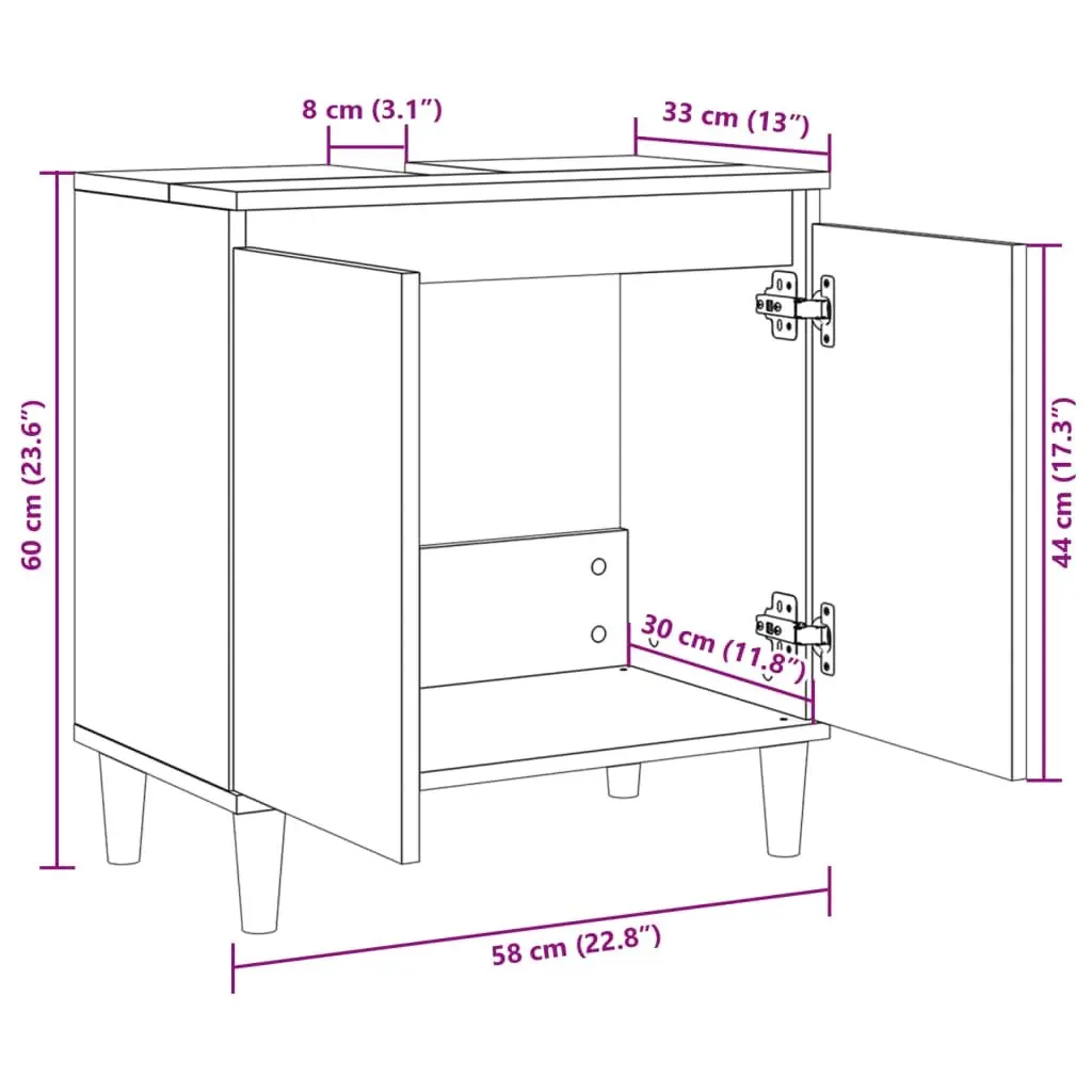 Bathroom Vanity Sink Cabinet Storage Unit 58x33x60 cm Brown