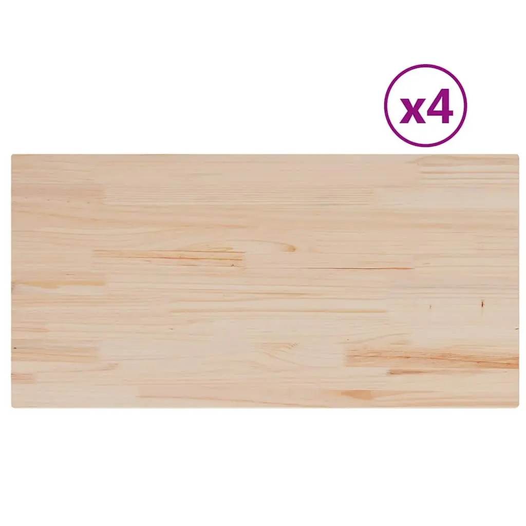 Rectangular Wooden Table Tops 100x50cm Brown Solid Pine Wood 4 Piece Set