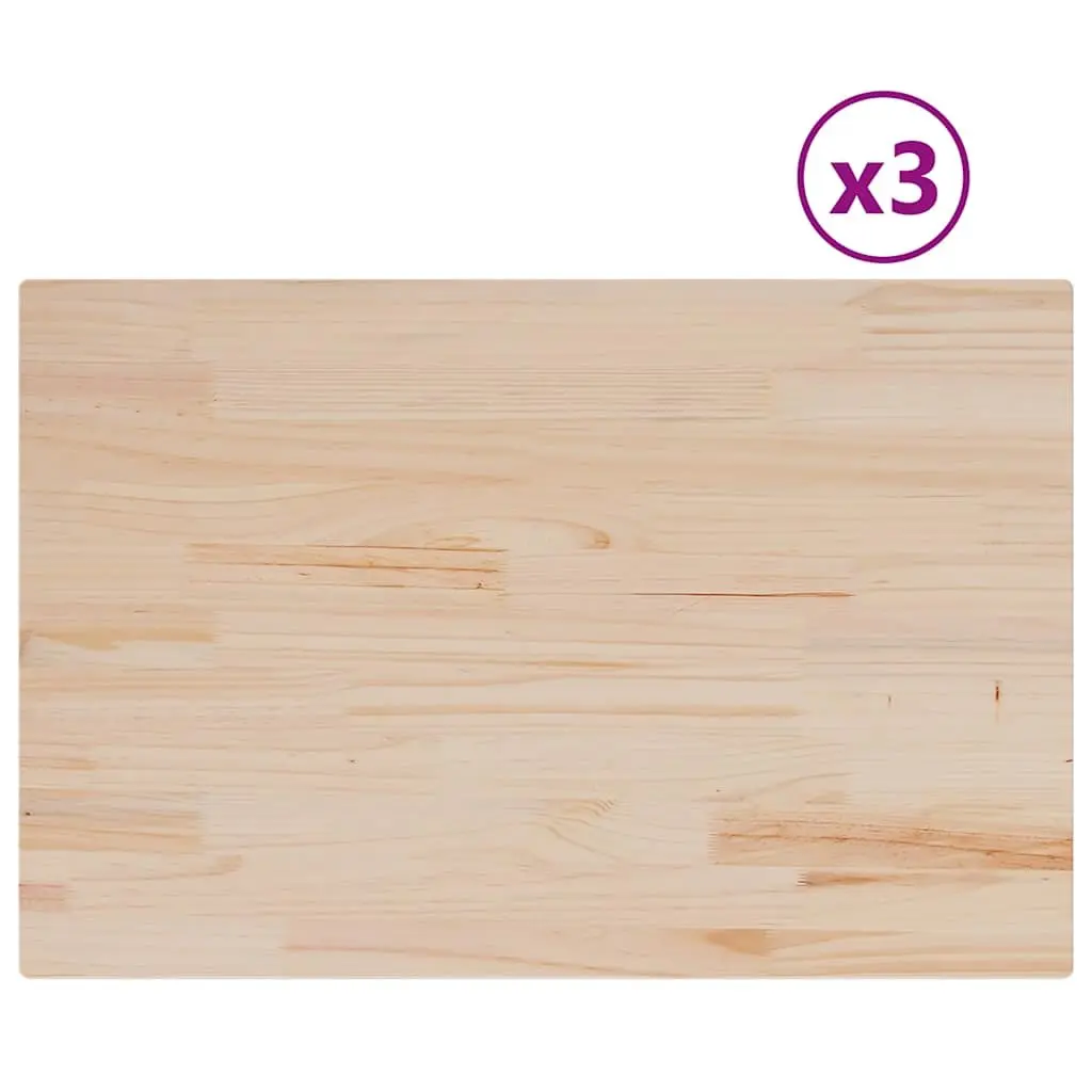 Rectangular Wooden Table Tops Replacement 80x53cm Solid Pine Wood Brown 3 Piece