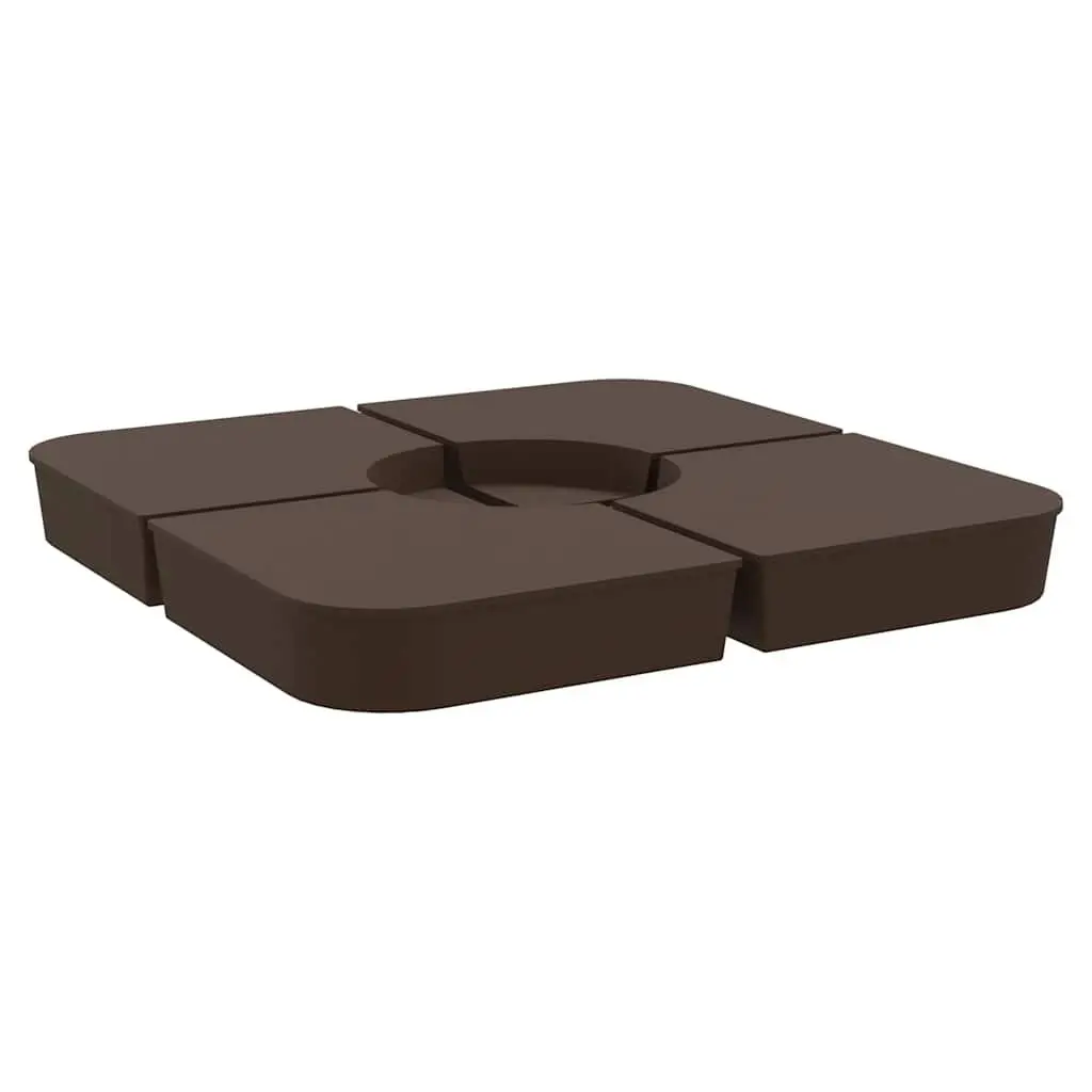 Parasol Base Set 4 Piece Outdoor Umbrella Foundation 100kg Brown