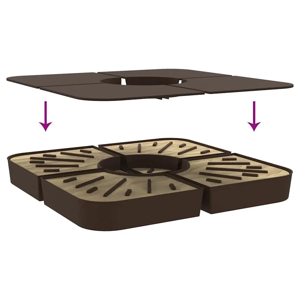 Parasol Base Set 4 Piece Outdoor Umbrella Foundation 100kg Brown