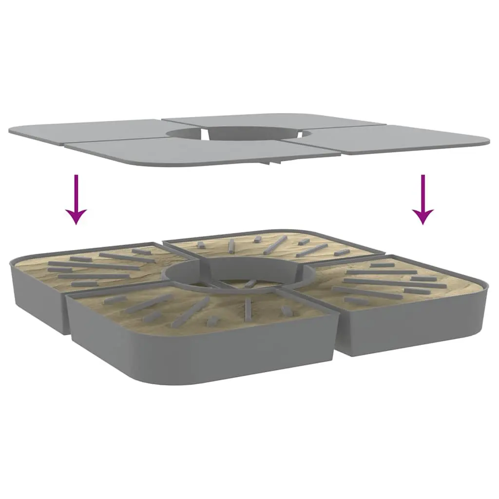 4 Piece Parasol Base Set for Cross Stand Umbrella Grey Sand-Fillable 100kg