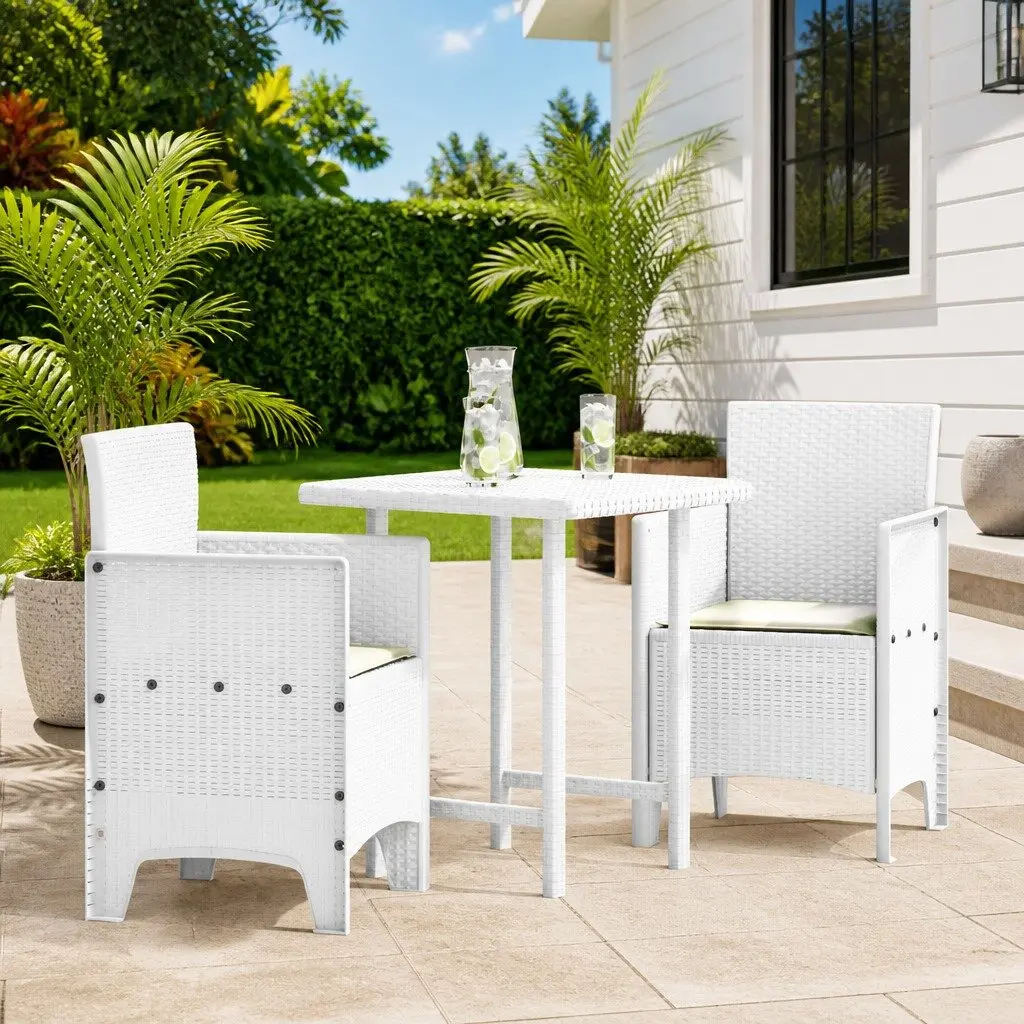 Outdoor Garden Chair 2 pcs White Modern Seating Patio Furniture 53x49x85cm