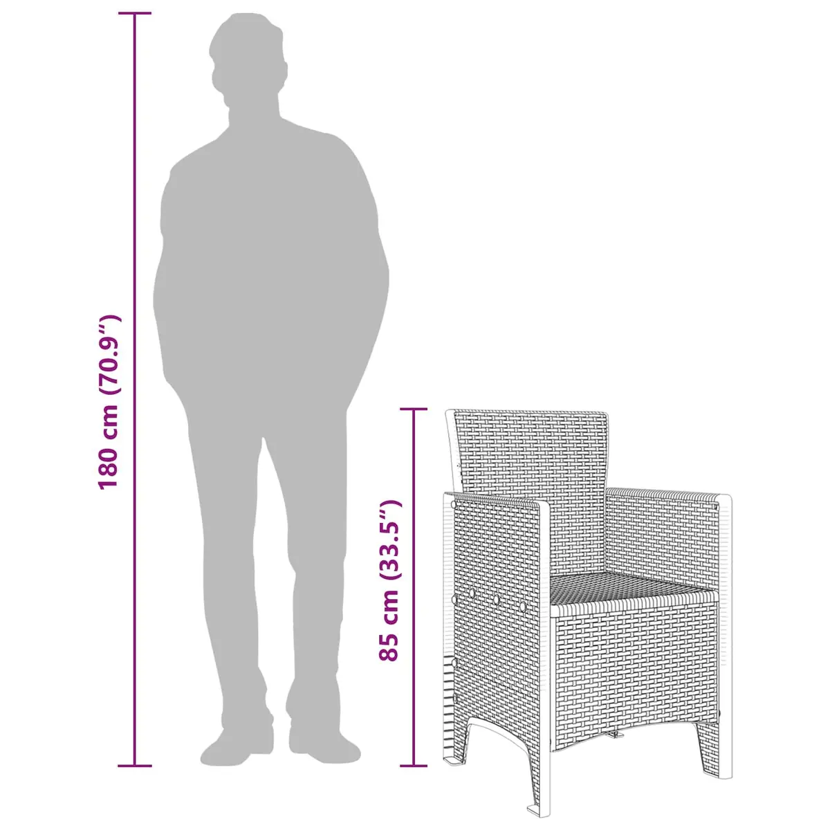 Garden Chair 4 Pieces Brown Outdoor Seating Modern Design Easy Assembly
