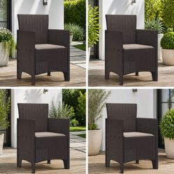 Comfortable and Durable 4-Piece Brown Garden Chair Set