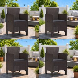 Reliable Brown Garden Chair Set of 4 Pieces