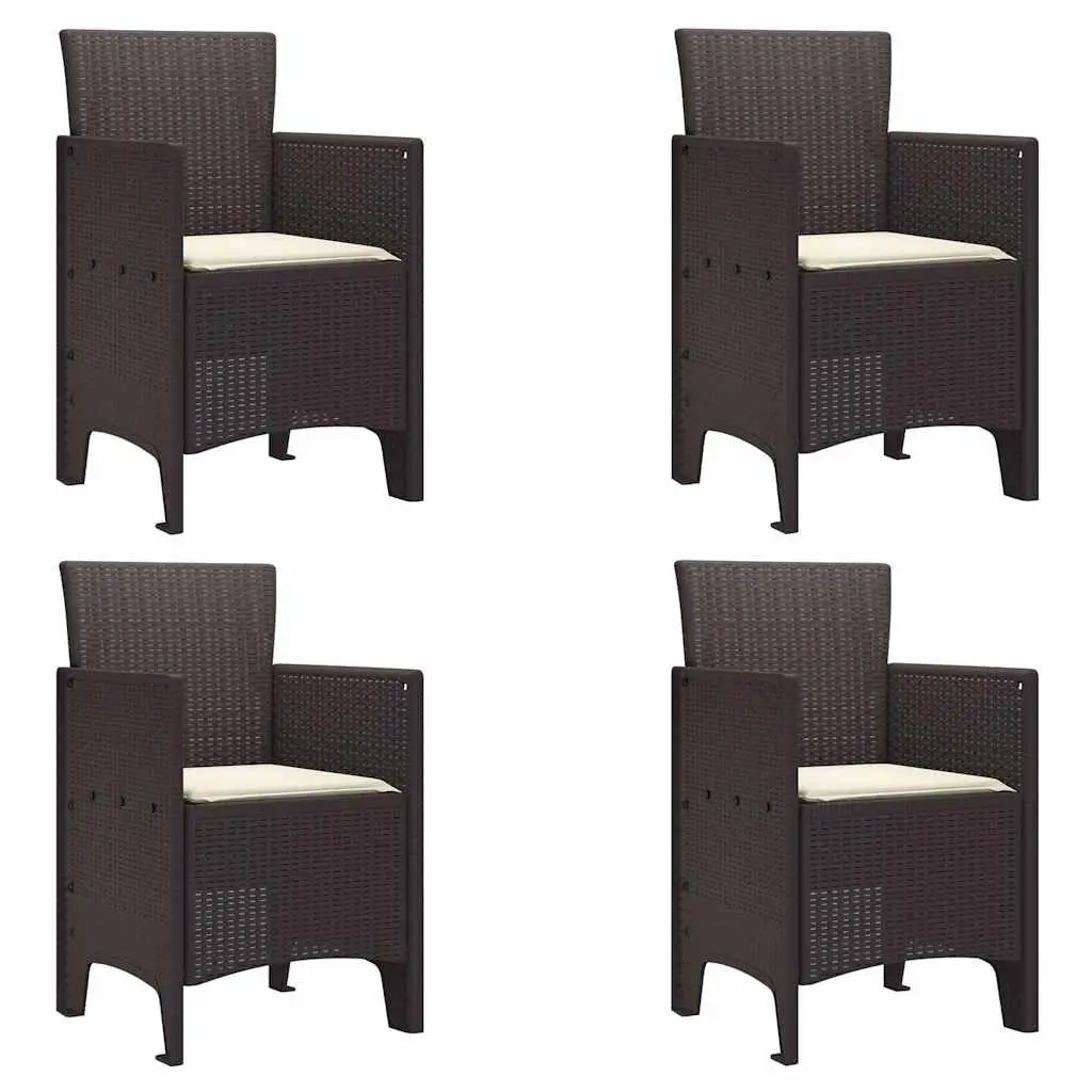 Garden Chair Set 4 Pieces Outdoor Seating Rectangular Brown