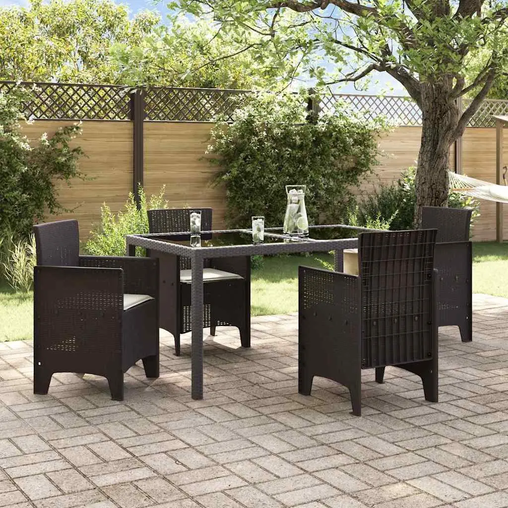 Garden Chair Set 4 Pieces Outdoor Seating Rectangular Brown