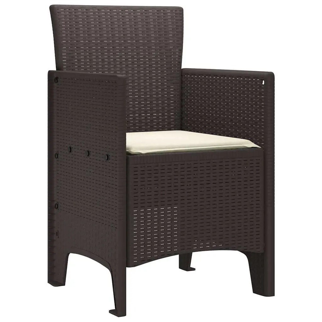 Garden Chair Set 4 Pieces Outdoor Seating Rectangular Brown