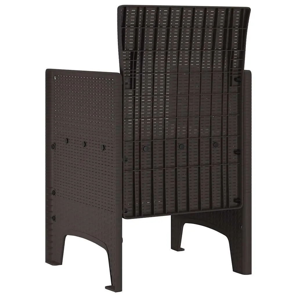 Garden Chair Set 4 Pieces Outdoor Seating Rectangular Brown