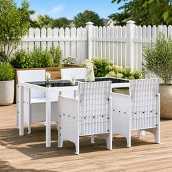 Reliable White Outdoor Chairs - 4 Piece Set for Comfort
