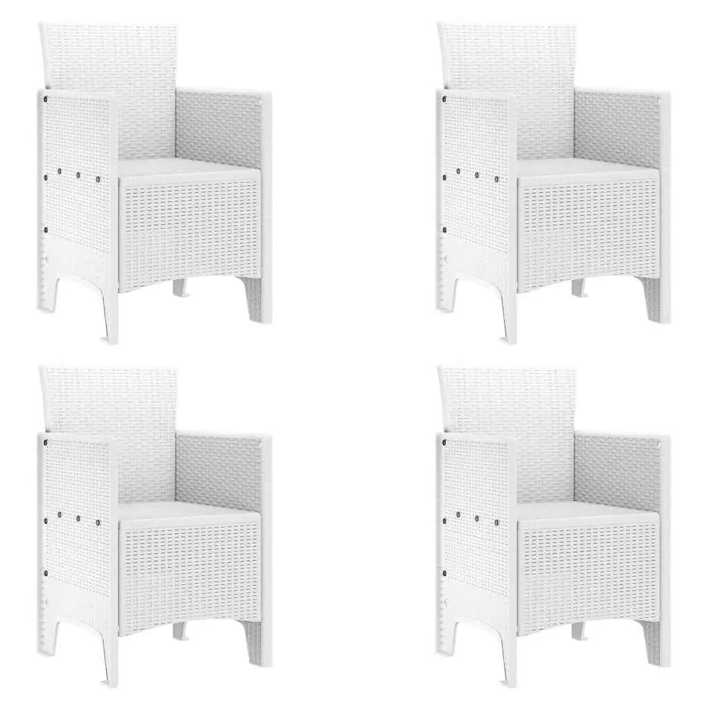 Garden Chair 4 Pieces Outdoor Relaxation White Modern Patio Seating with Armrests