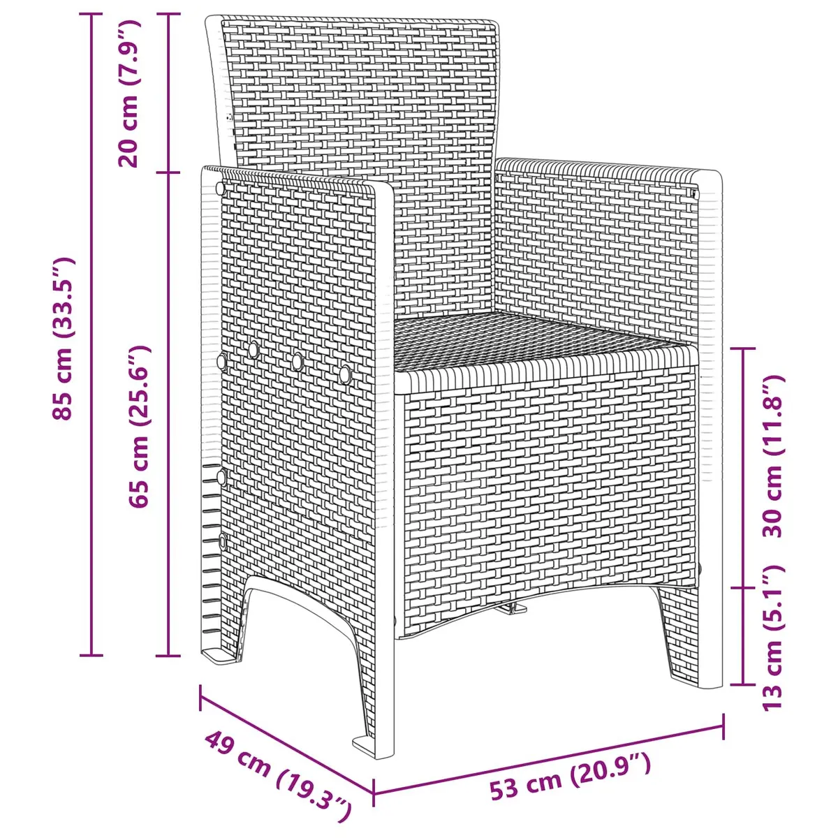 Garden Chair 4 Pieces Outdoor Relaxation White Modern Patio Seating with Armrests