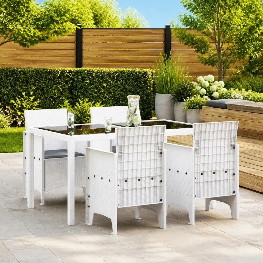 Outdoor Garden Chair Set 4 Piece Modern Seating Furniture 53 x 49 x 85 cm White Polypropylene