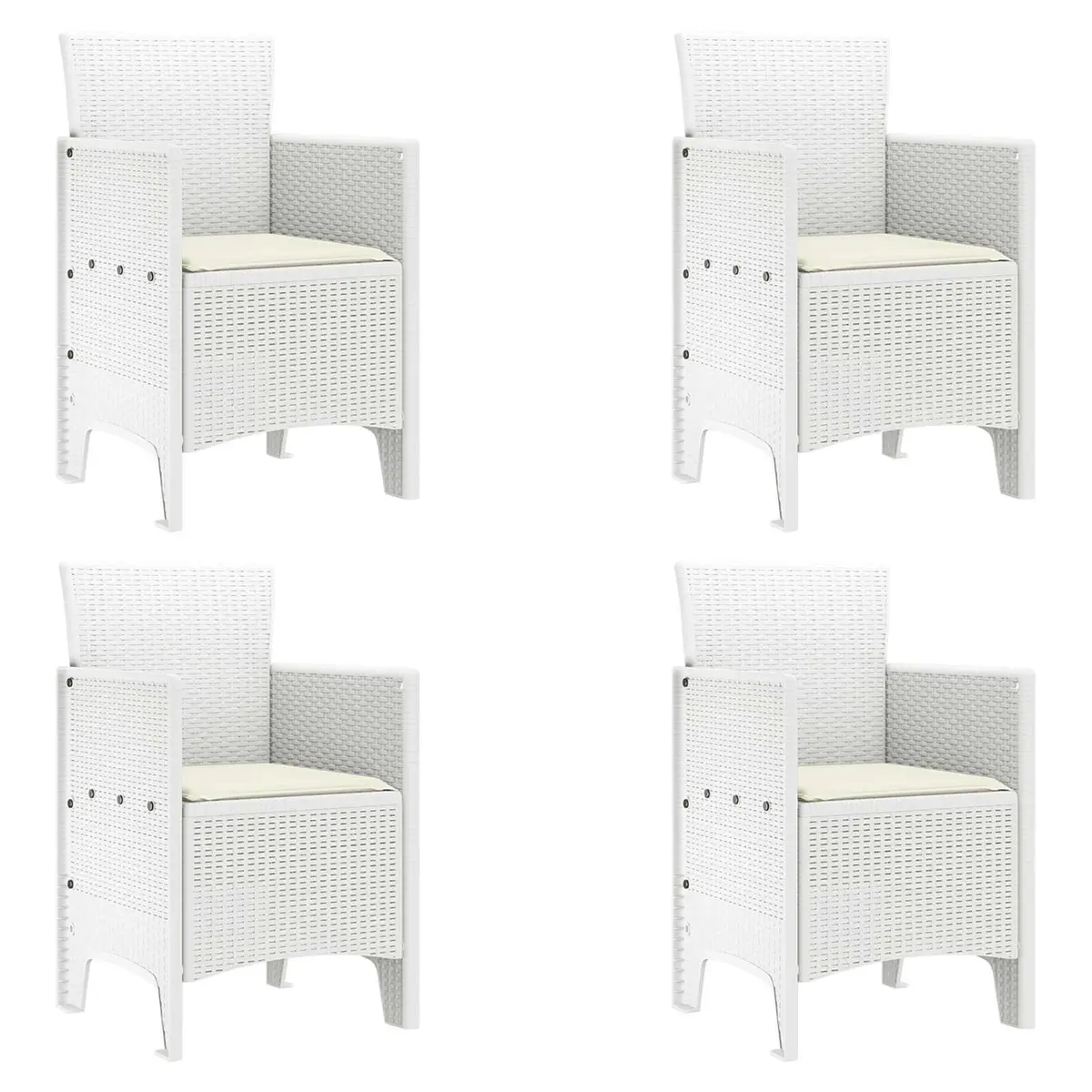 Outdoor Garden Chair 4 pcs Set White Modern Seating Backrest Armrests Patio