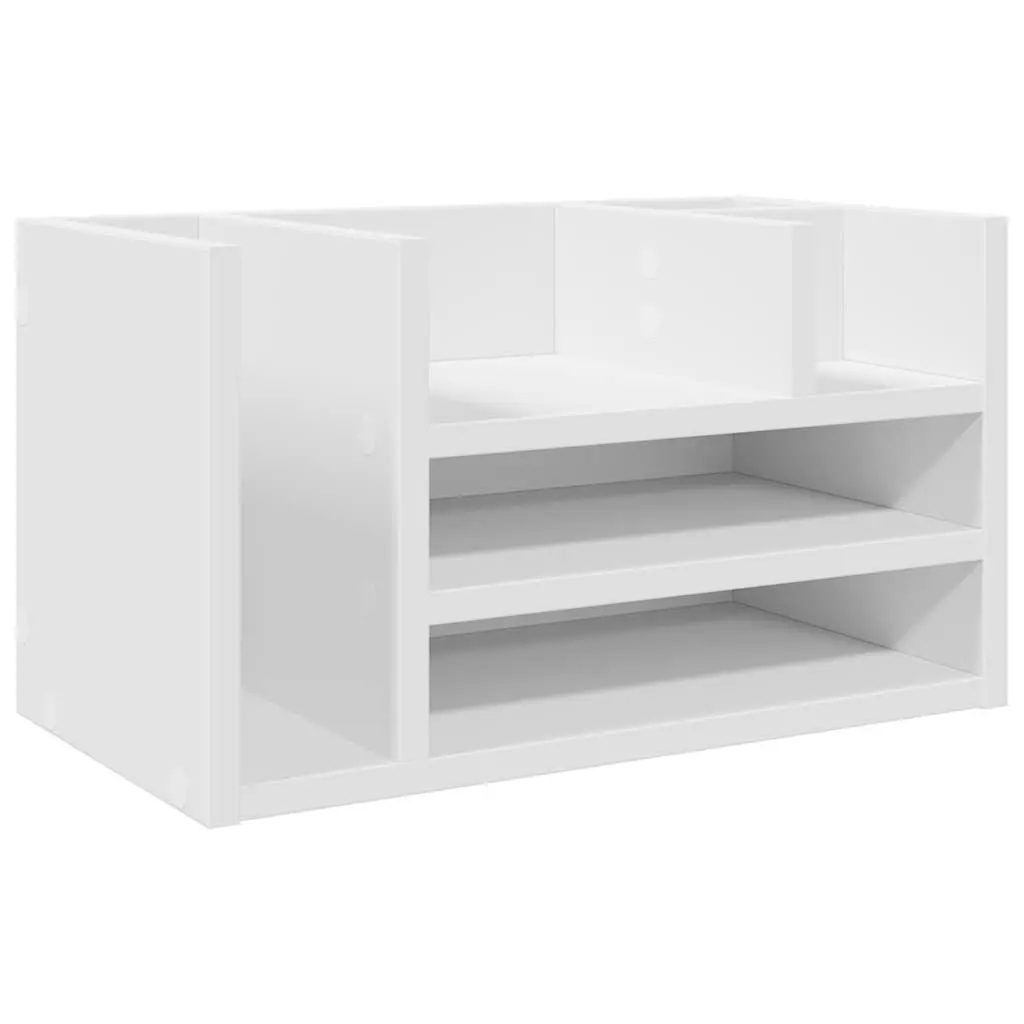 Desk Organiser White 44.5x24x25cm 6 Compartment Desktop Storage Filing