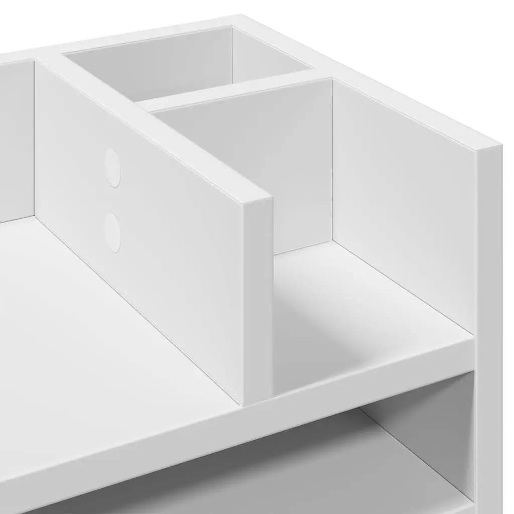 Desk Organiser White 44.5x24x25cm 6 Compartment Desktop Storage Filing