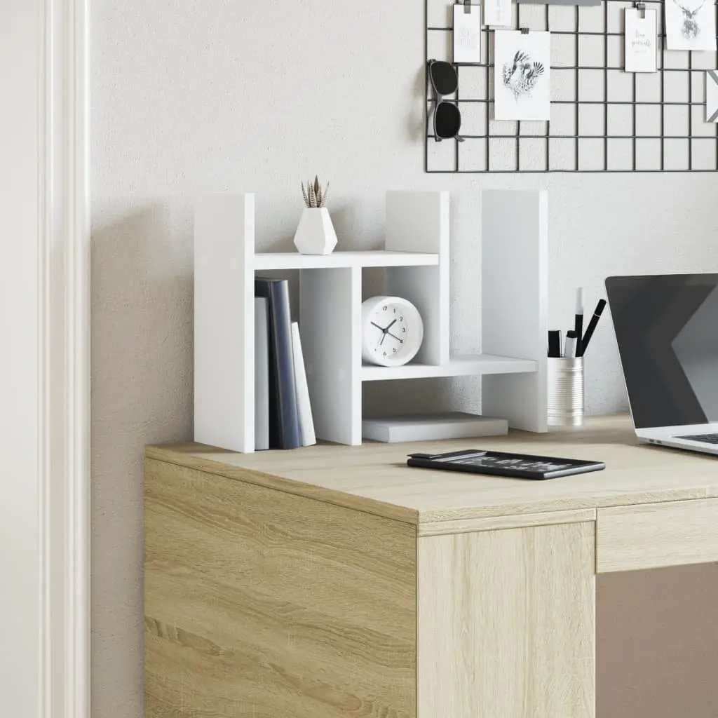 Desk Organiser White 34.5x15.5x35.5 cm Engineered Wood Storage Shelf Filing