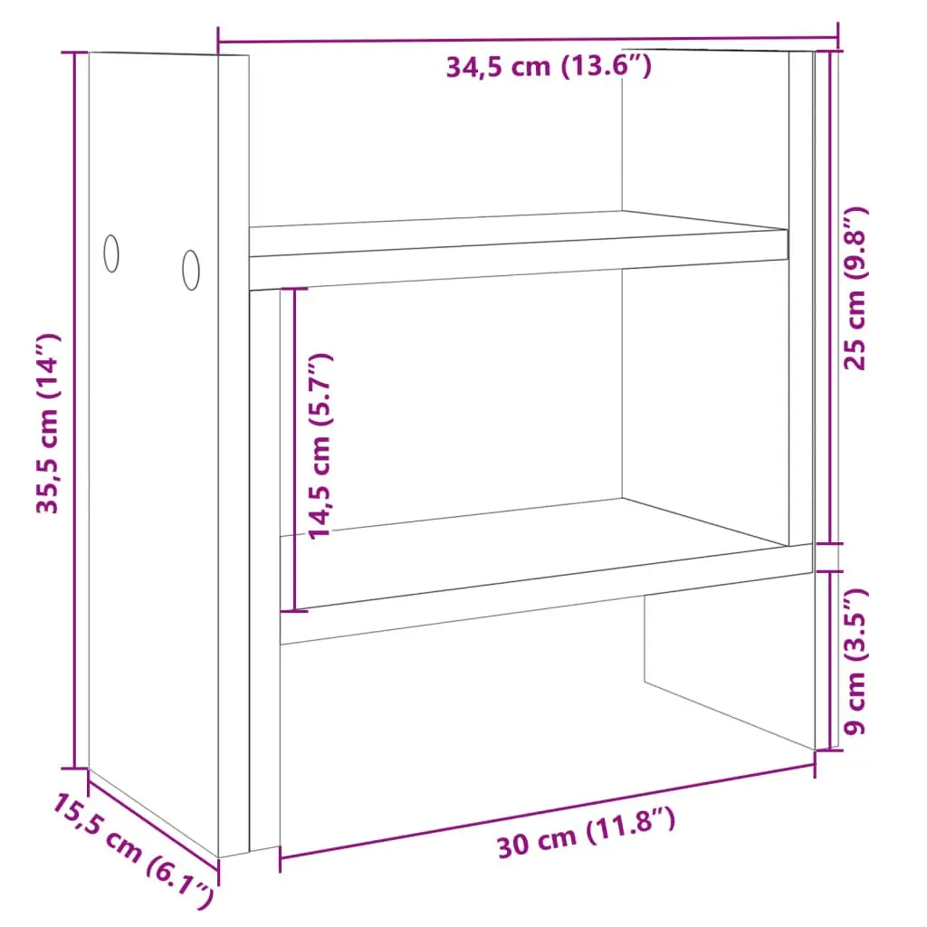 Desk Organiser White 34.5x15.5x35.5 cm Engineered Wood Storage Shelf Filing