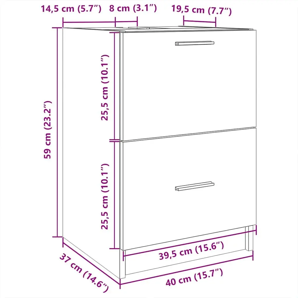 Bathroom Vanity Unit Under Sink Cabinet 40x37x59cm White Storage Drawer