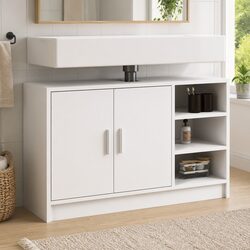 Reliable White Engineered Wood Sink Cabinet 90x29x55cm