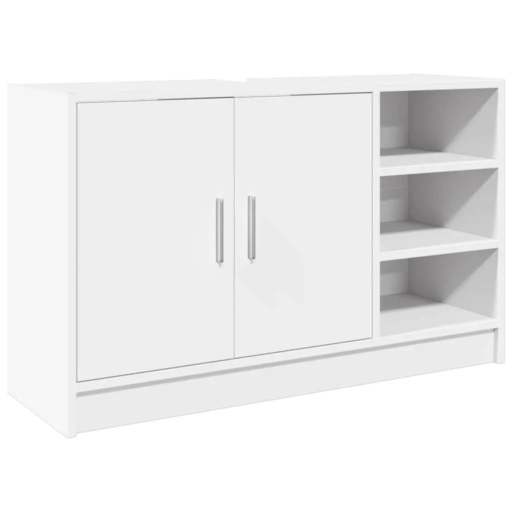 Engineered Wood Bathroom Vanity Sink Cabinet Storage White 90cm x 29cm x 55cm with Open and Closed Compartments