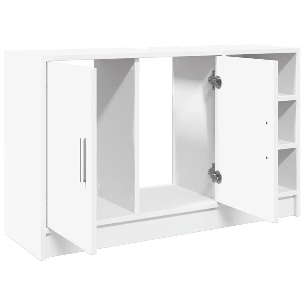Engineered Wood Bathroom Vanity Sink Cabinet Storage White 90cm x 29cm x 55cm with Open and Closed Compartments