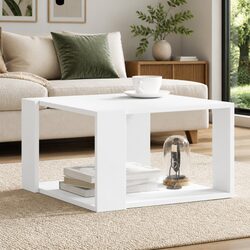 Coffee Table White 51.5x51.5x30 cm Engineered Wood Storage Accent Side Furniture